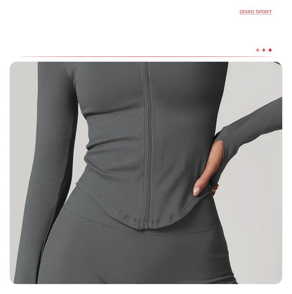New Zipper Sports Top Women Gym Long Sleeve for Fitness Seamless Coat  Clothing Running Workout Tights Gym Tops Yoga Shirts