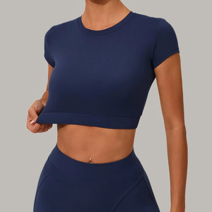 Women Yoga Top Sport T-Shirts Exercise Fitness Clothes Short Sleeve Yoga Shirt Gym Top Running Quick Drying Workout Sport Top