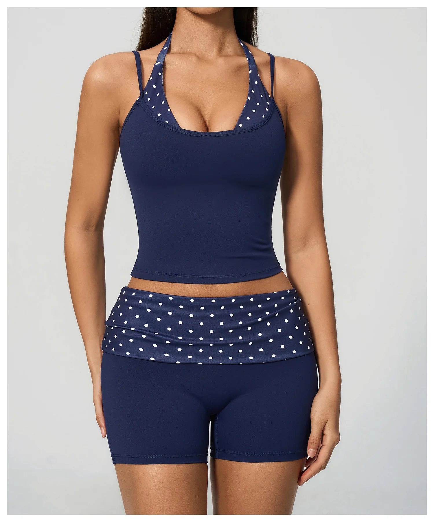 Polka Dot Yoga Tank Top Shockproof Striped Fitness Bra Gym Workout Vest Breathable Sport Top Halter Beautiful Back Sport Vest