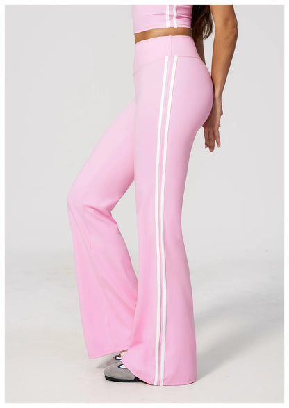 Summer Yoga Pants Women's High Waist Push Up Flared Pants Fitness Wide-Leg Pants Athletic Wear Running Workout Flared Trousers