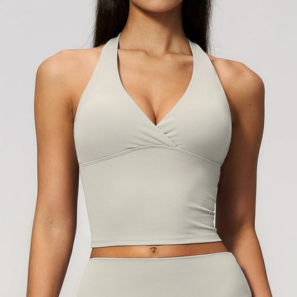 Women Yoga Vest Sexy V-Neck Sports Underwear Halter Fitness Bra Gym Breathable Vest Comfortable Workout Tank Top Yoga Underwear