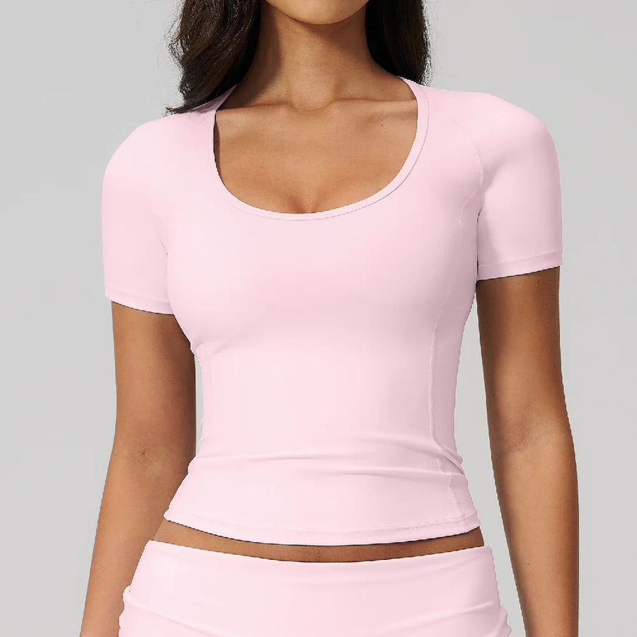 Summer Gym T-Shirt Women Short Sleeve Yoga Tops Workout Top Running Sports T Shirts Fitness Workout Tee Sports Tops Activewear