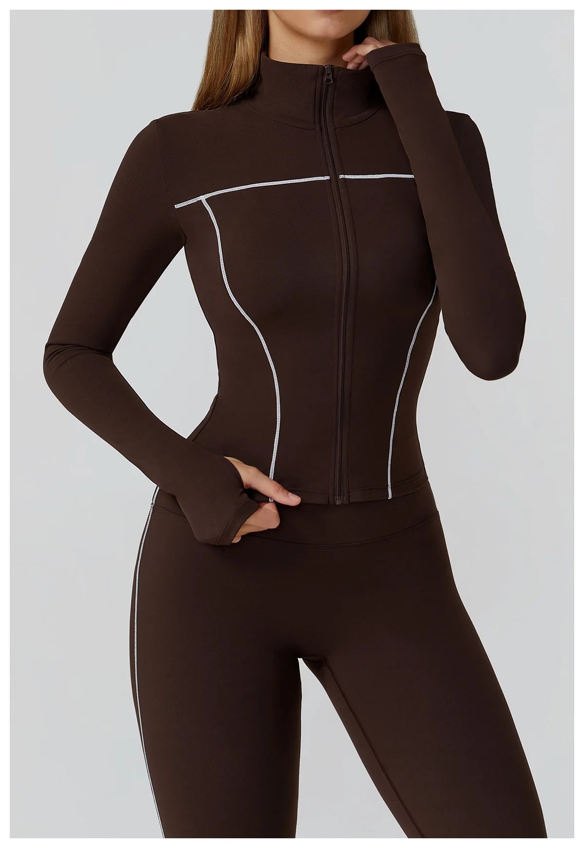 Women Zip Fitness Clothes Long Sleeve Sports Jacket Stand-up Collar Yoga Shirt Quick Dry Gym Top Outdoors Sunscreen Running Coat