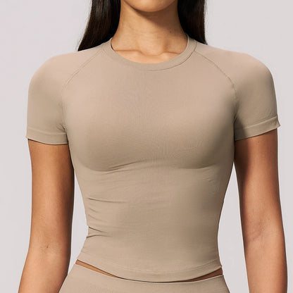 Yoga Shirts Women Seamless Fitness Short Sleeve Top Gym Workout Yoga T-Shirts Quick Dry Breathable Cycling Running Sport Tee Top
