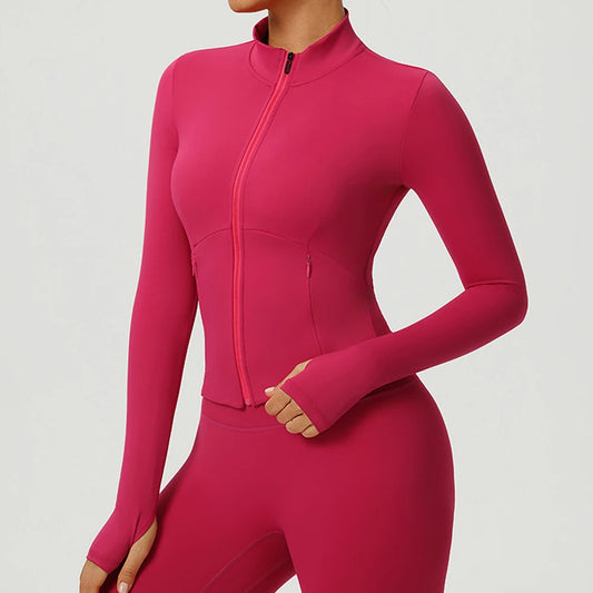 Fitness Sport Women's Zipper Long-sleeved Quick-drying Training Yoga Gym Clothing Clothes Summer Running Breathable Slim Fit Top
