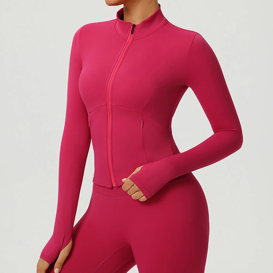 Fitness Sport Women's Zipper Long-sleeved Quick-drying Training Yoga Gym Clothing Clothes Summer Running Breathable Slim Fit Top
