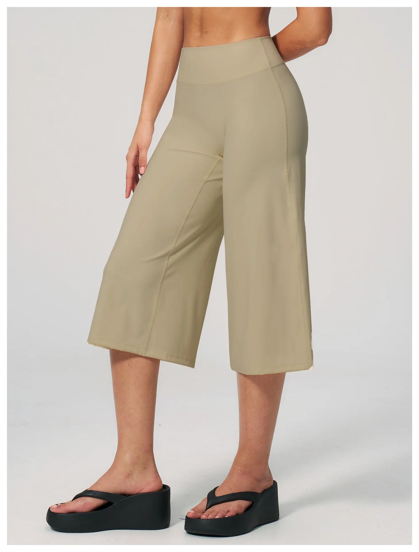 Summer Sports Pants Women Capri Pants Wide Leg Yoga Cropped High Waist Workout Seven Pant Female Running Legging Fitness Shorts