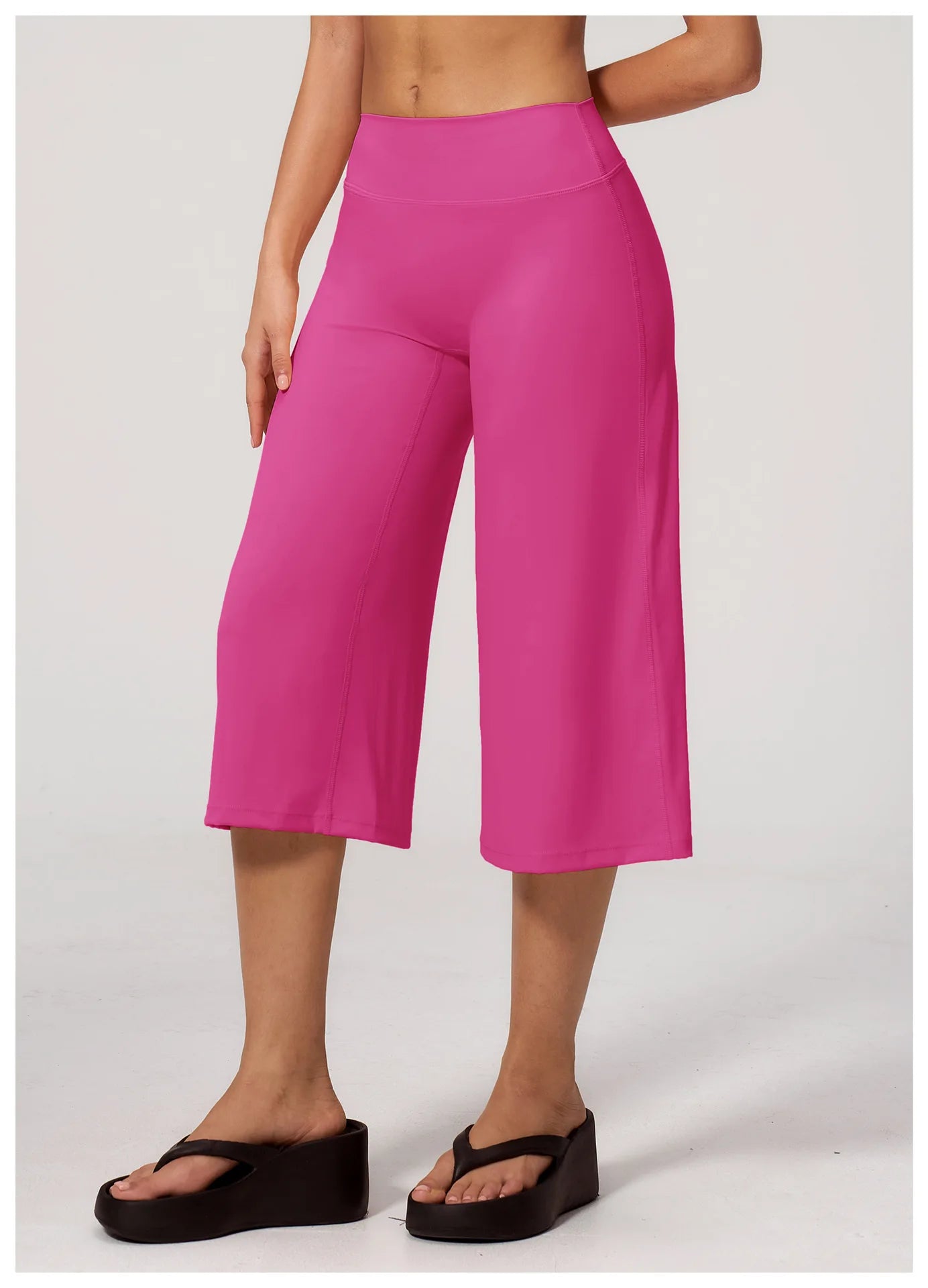 Summer Sports Pants Women Capri Pants Wide Leg Yoga Cropped High Waist Workout Seven Pant Female Running Legging Fitness Shorts