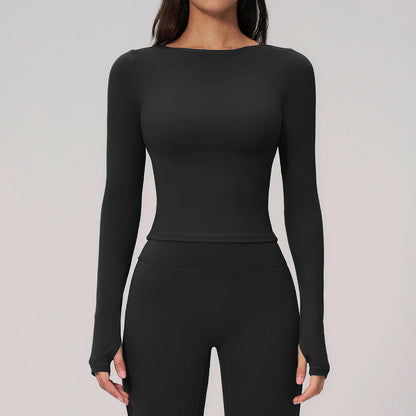 Women Yoga T-shirts Fitness Sports Long Sleeve Running High Elastic Workout Shirts Gym Sports Shirts Female Crop Top Yoga Tops