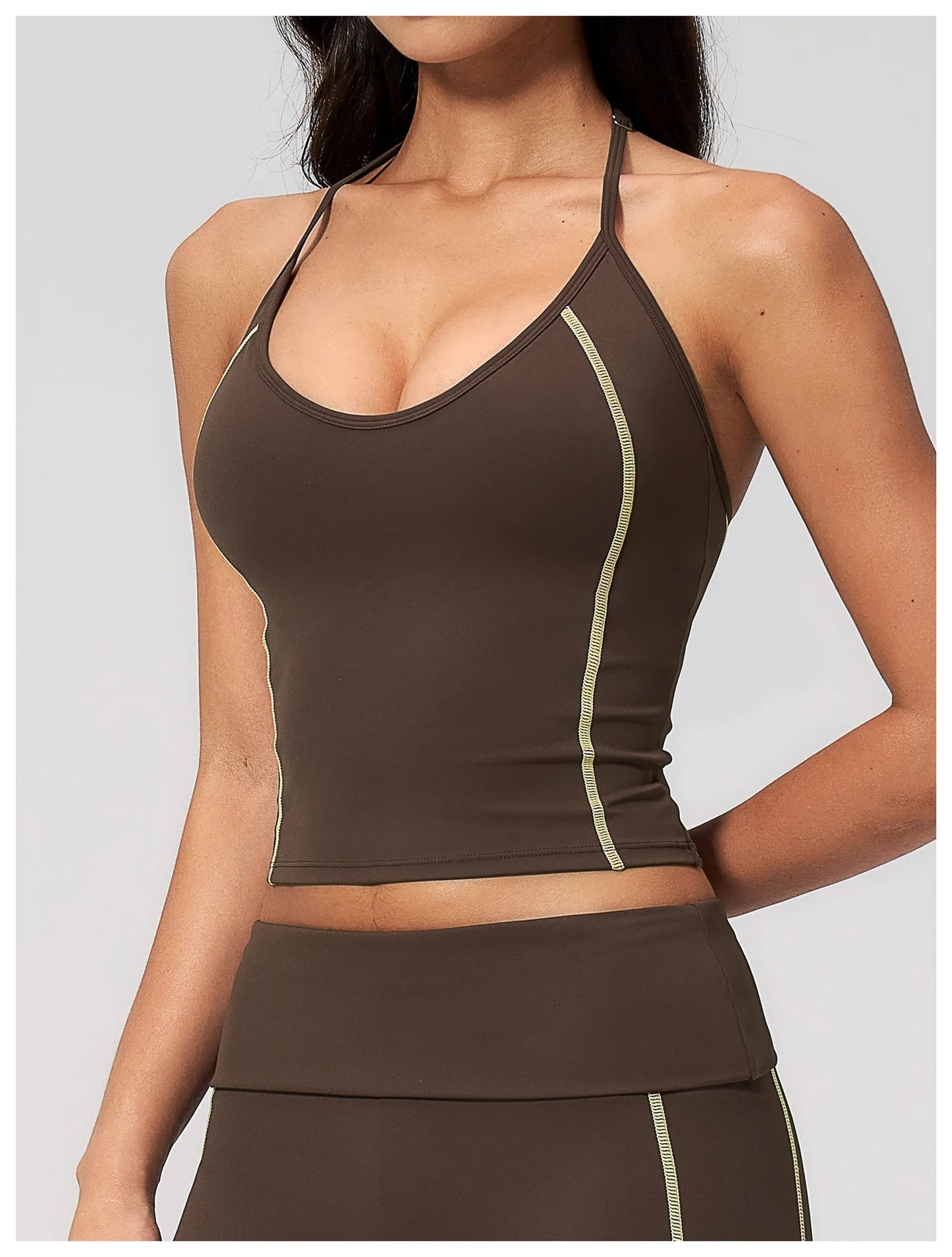 Summer Sports Tops Women's Halter Neck Vest Workout Shockproof Underwear Breathable Running Cycling Bra Gym Clothes Yoga Vest
