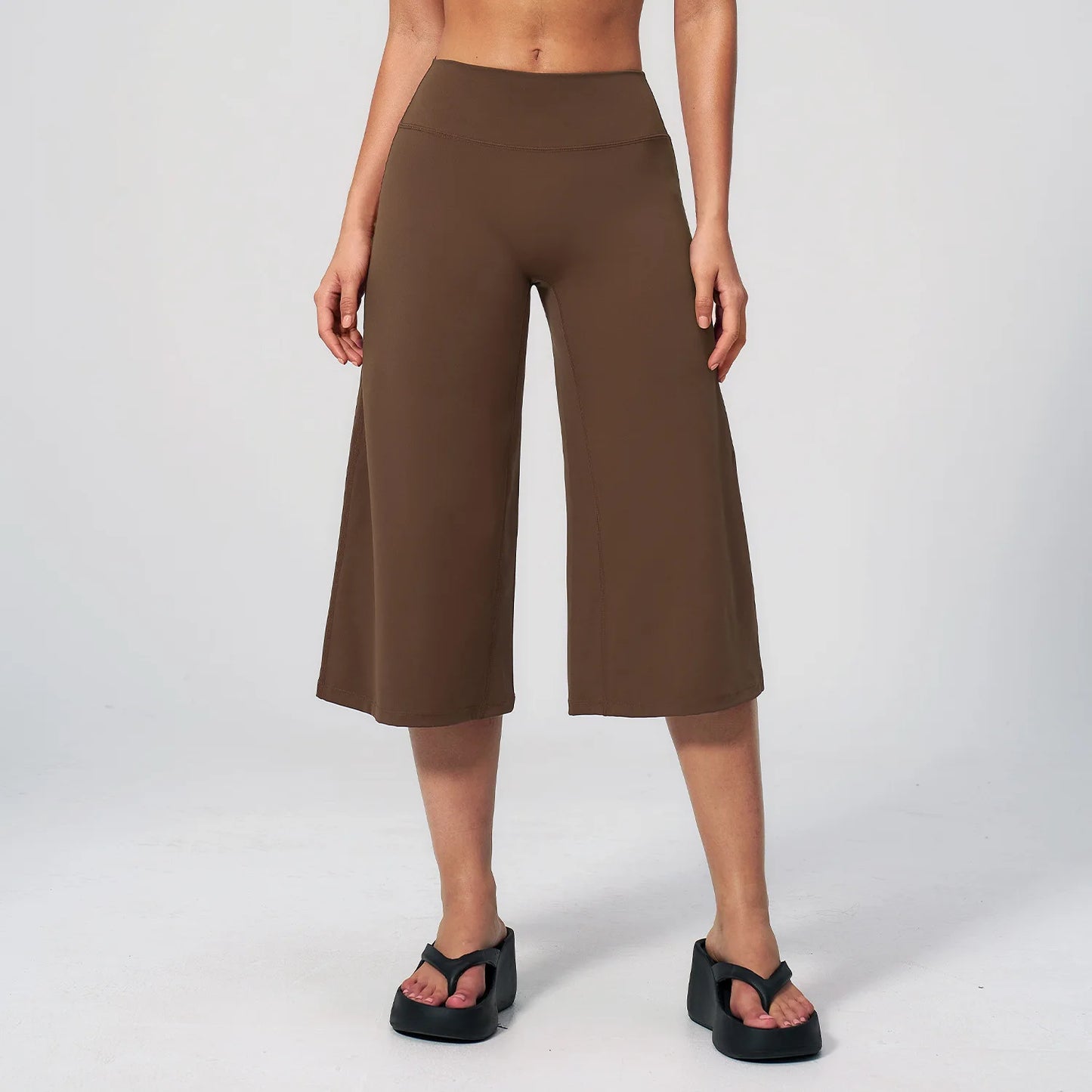 Summer Sports Pants Women Capri Pants Wide Leg Yoga Cropped High Waist Workout Seven Pant Female Running Legging Fitness Shorts