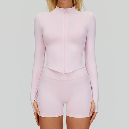 Outdoor Sports Long Sleeved Women's Slim Yoga Quick Dry Tight Fitting Quick Drying Stand Up Collar Jacket Running Fitness Jacket