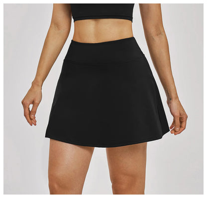 Outdoor Sports Yoga Skirt  Yoga Quick Drying A-line Skirt Women's Badminton Tennis Skirt Summer Cool and Anti Glare Lined Shorts