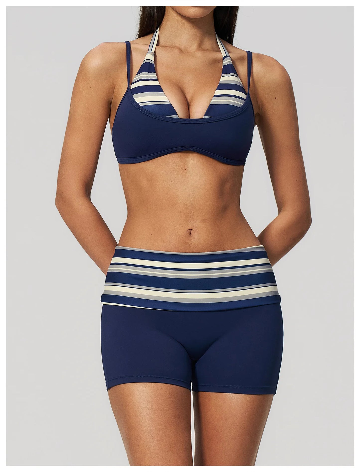 Women's Striped Yoga Bra Breathable Sports Underwear Shockproof Workout Top Sexy Polka Dot Bra Beautiful Back Sports Yoga Top