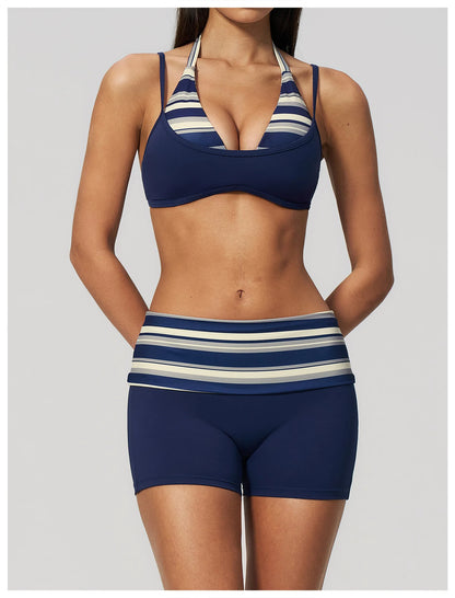 Women's Striped Yoga Bra Breathable Sports Underwear Shockproof Workout Top Sexy Polka Dot Bra Beautiful Back Sports Yoga Top