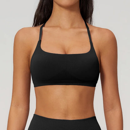 Summer Seamless Yoga Bra Women Fitness Workout Top Cross Back Strap Sports Underwear Female Breathable Running Cycling Gym Top