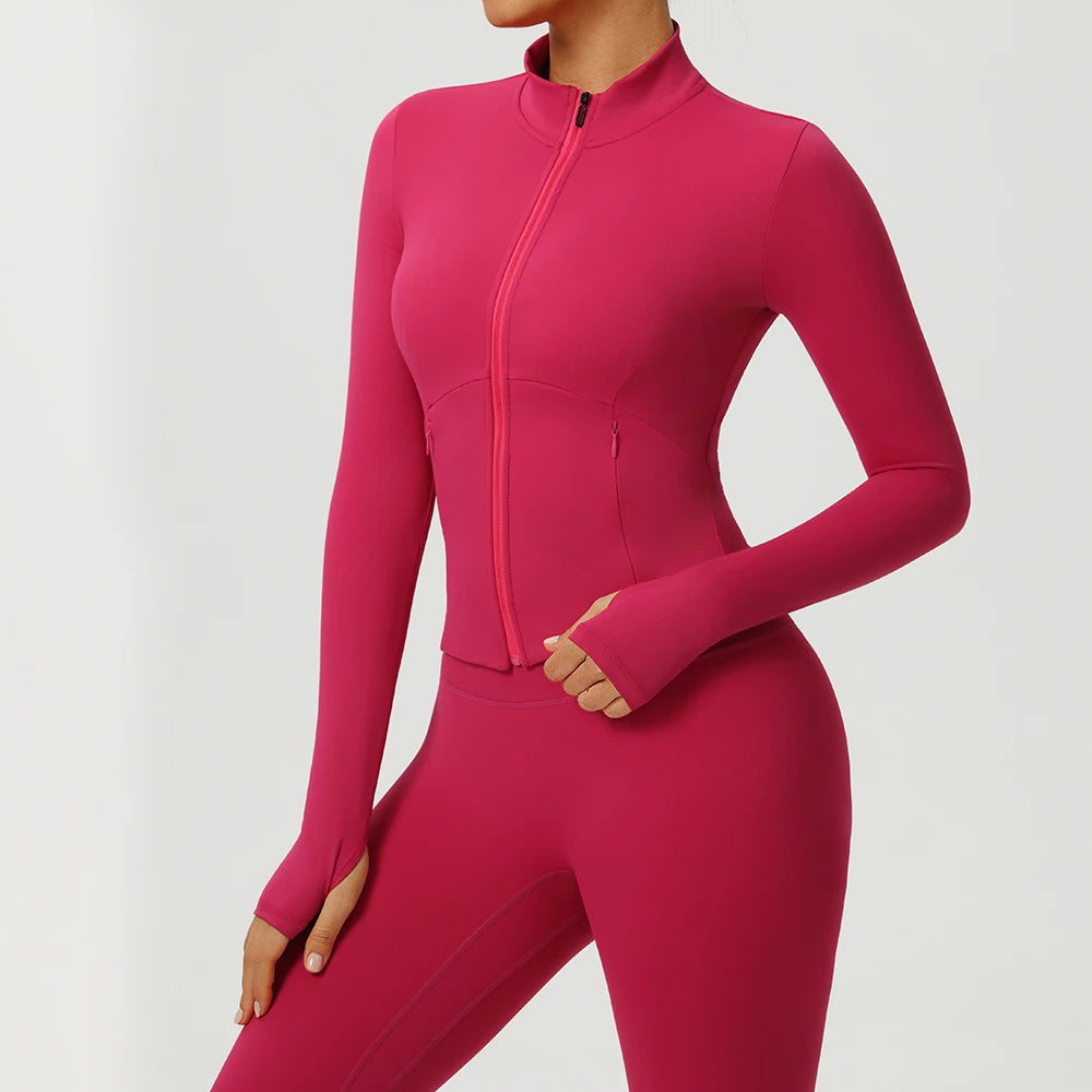 Fitness Sport Women's Zipper Long-sleeved Quick-drying Training Yoga Gym Clothing Clothes Summer Running Breathable Slim Fit Top
