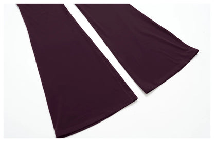 Summer Solid Color Flared Pants Women Breathable Yoga Pants High Waist Butt Lift Sports Pants Scrunch Butt Flared Trousers