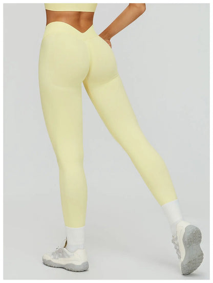 Seamless Leggings Summer Women Yoga Leggings Gym V Shaped Tight Fitness Pants Running Cycling Trousers High Waist Sports Legging