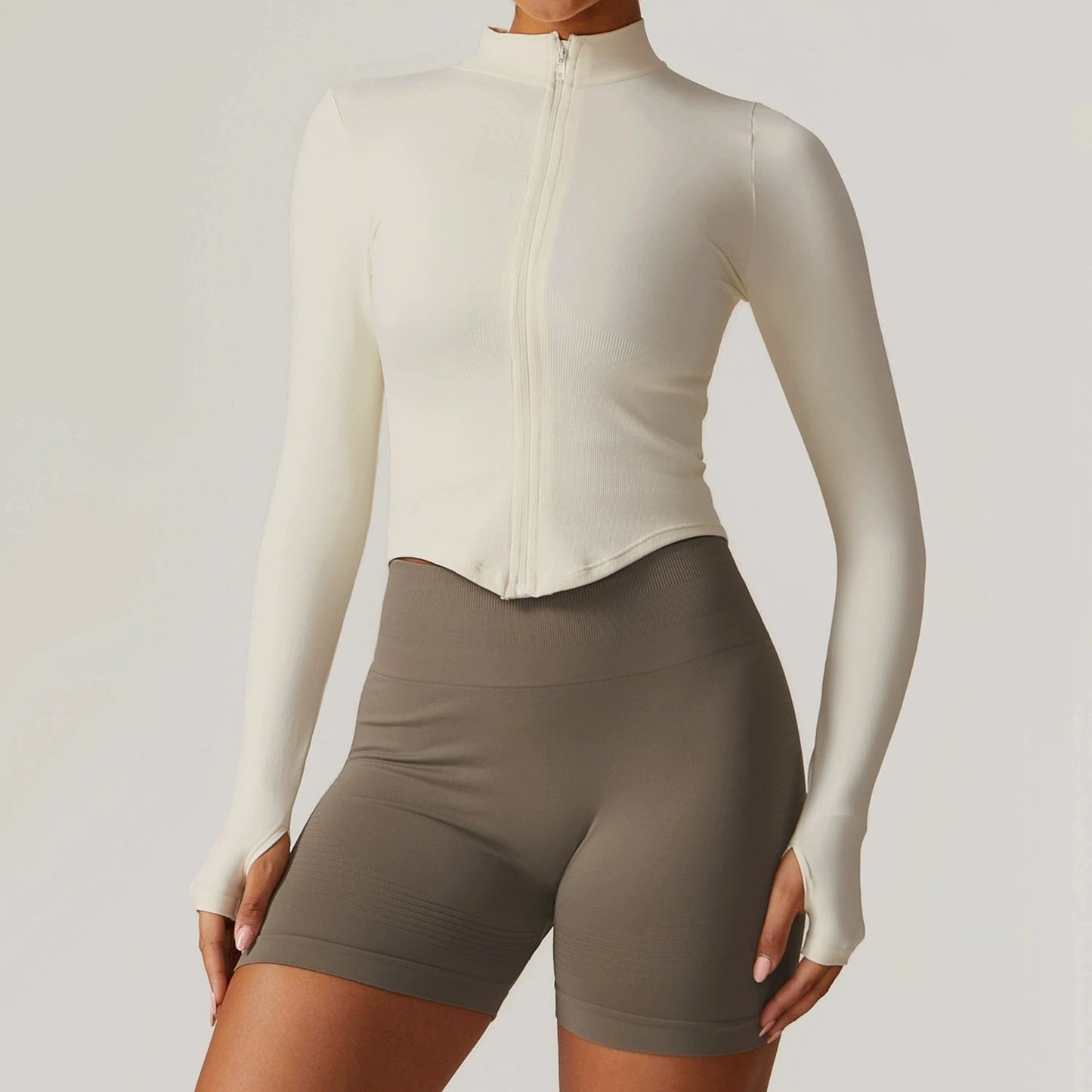Outdoor Sports Long Sleeved Women's Slim Yoga Quick Dry Tight Fitting Quick Drying Stand Up Collar Jacket Running Fitness Jacket