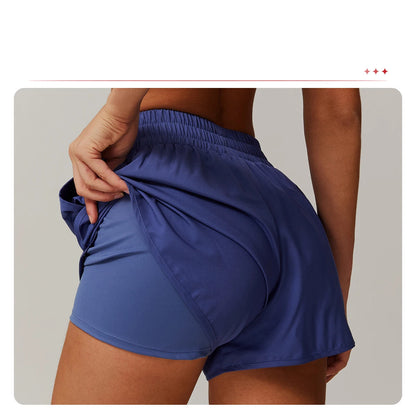 Running Shorts 2024 Summer Women Sports Shorts Lining 2 In 1 Quick-dry Yoga Shorts Breathable Fitness Shorts High Waist Fitness