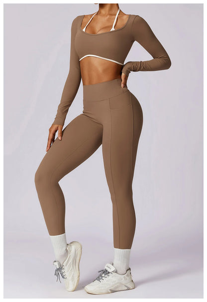 Women's Solid Sport Shirts High Elastic Gym Yoga Top Breathable Long Sleeve Yoga Top Slim Fitness Sports Dry Sportswear Yoga Top