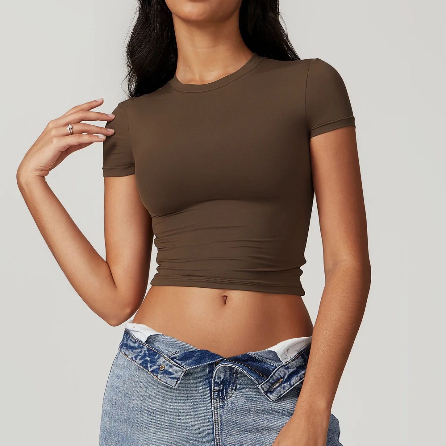 Summer Gym Crop Tops Women Yoga T-shirts Fitness Short Sleeved Workout Shirts Gym Sports Shirts Female Running Active Yoga Wea