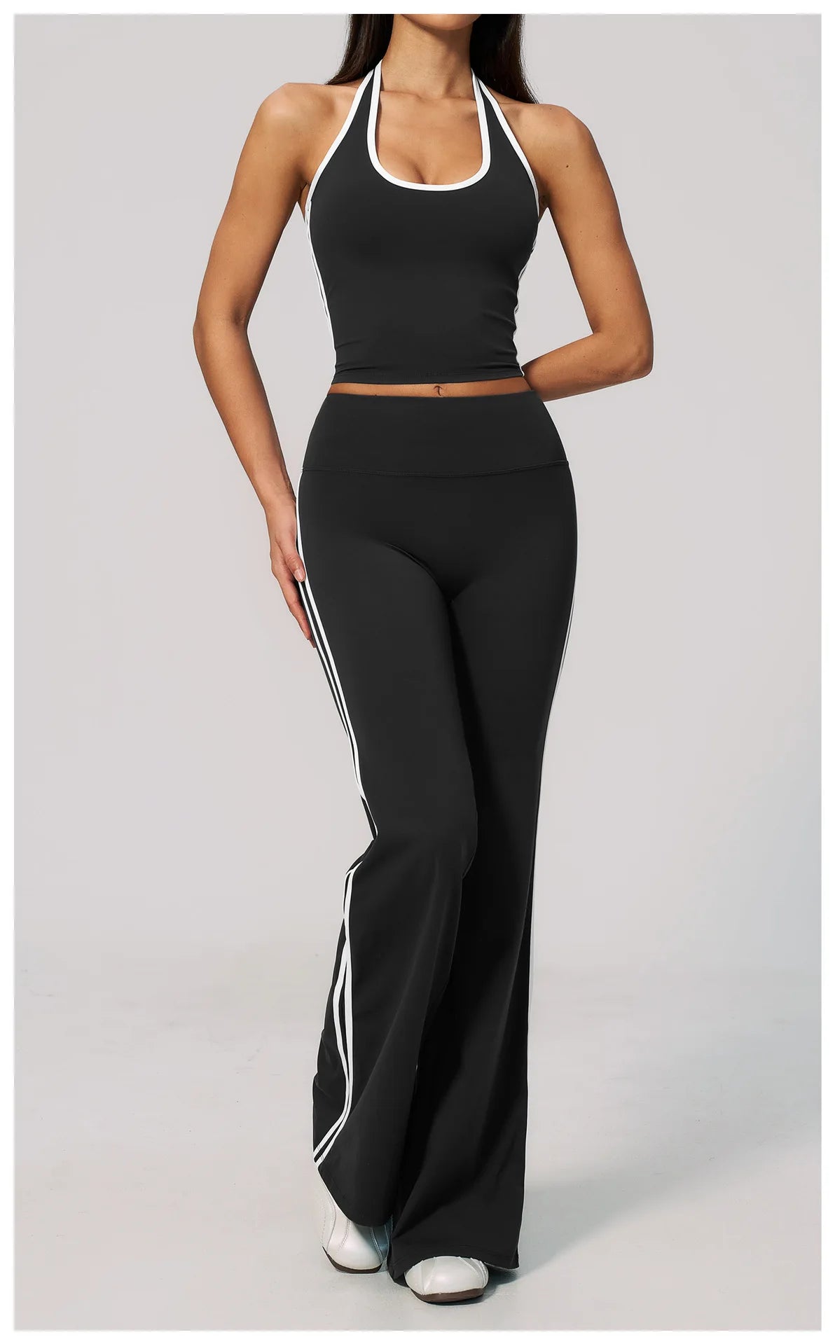 Summer Yoga Pants Women's High Waist Push Up Flared Pants Fitness Wide-Leg Pants Athletic Wear Running Workout Flared Trousers