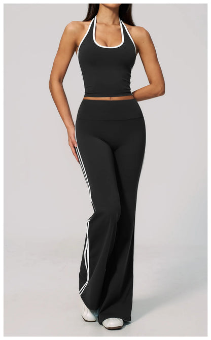 Summer Yoga Pants Women's High Waist Push Up Flared Pants Fitness Wide-Leg Pants Athletic Wear Running Workout Flared Trousers