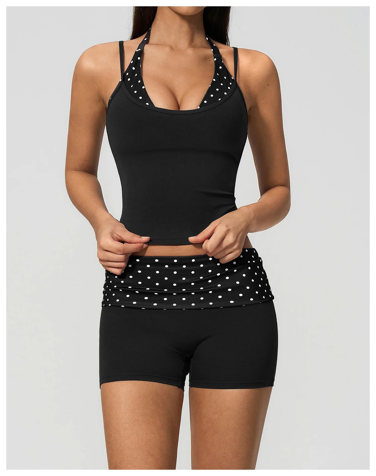 Polka Dot Yoga Tank Top Shockproof Striped Fitness Bra Gym Workout Vest Breathable Sport Top Halter Beautiful Back Sport Vest