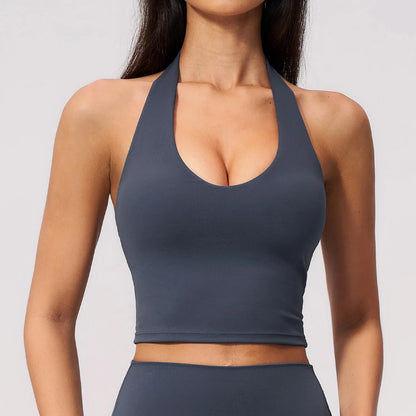 Summer New Yoga Bra Women Sports Shockproof Bra Sexy V-Neck Fitness Underwear Female Backless Sports Bra Gym Push Up Workout Top