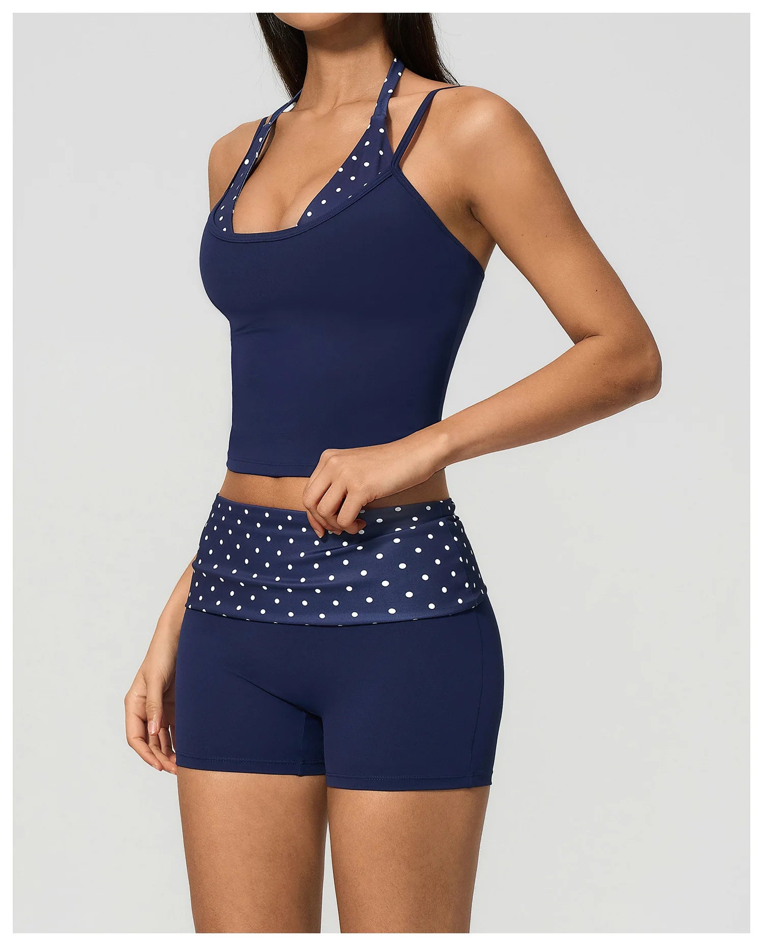 Polka Dot Yoga Tank Top Shockproof Striped Fitness Bra Gym Workout Vest Breathable Sport Top Halter Beautiful Back Sport Vest