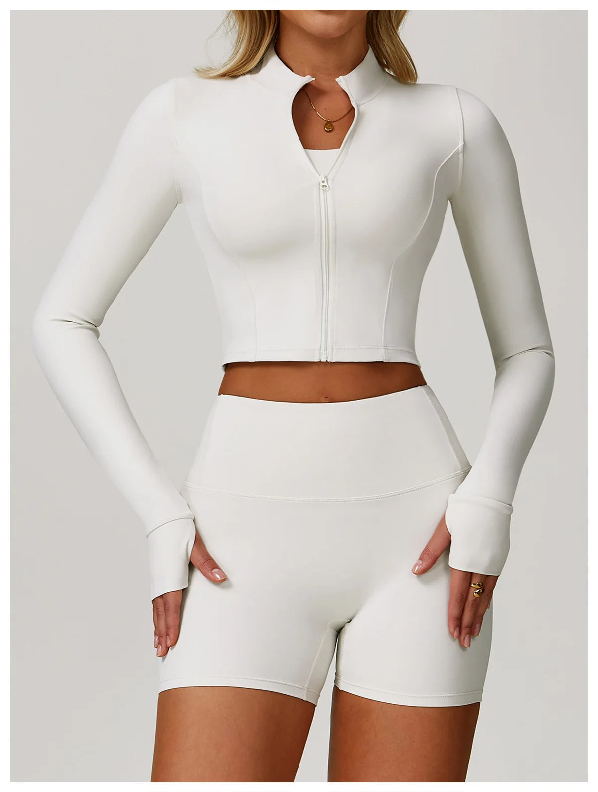 Zipper Cardigan Stand Up Collar Jacket Outdoor Sports Long Sleeved Women Slim Yoga Clothes Quick Dry Running Fitness Jacket Top
