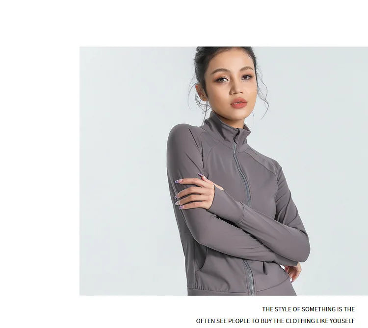 New Women's Slim Fit Lightweight Jackets Women's Full Zip-up Yoga Sports Running Jacket with Thumb Holes for Workout