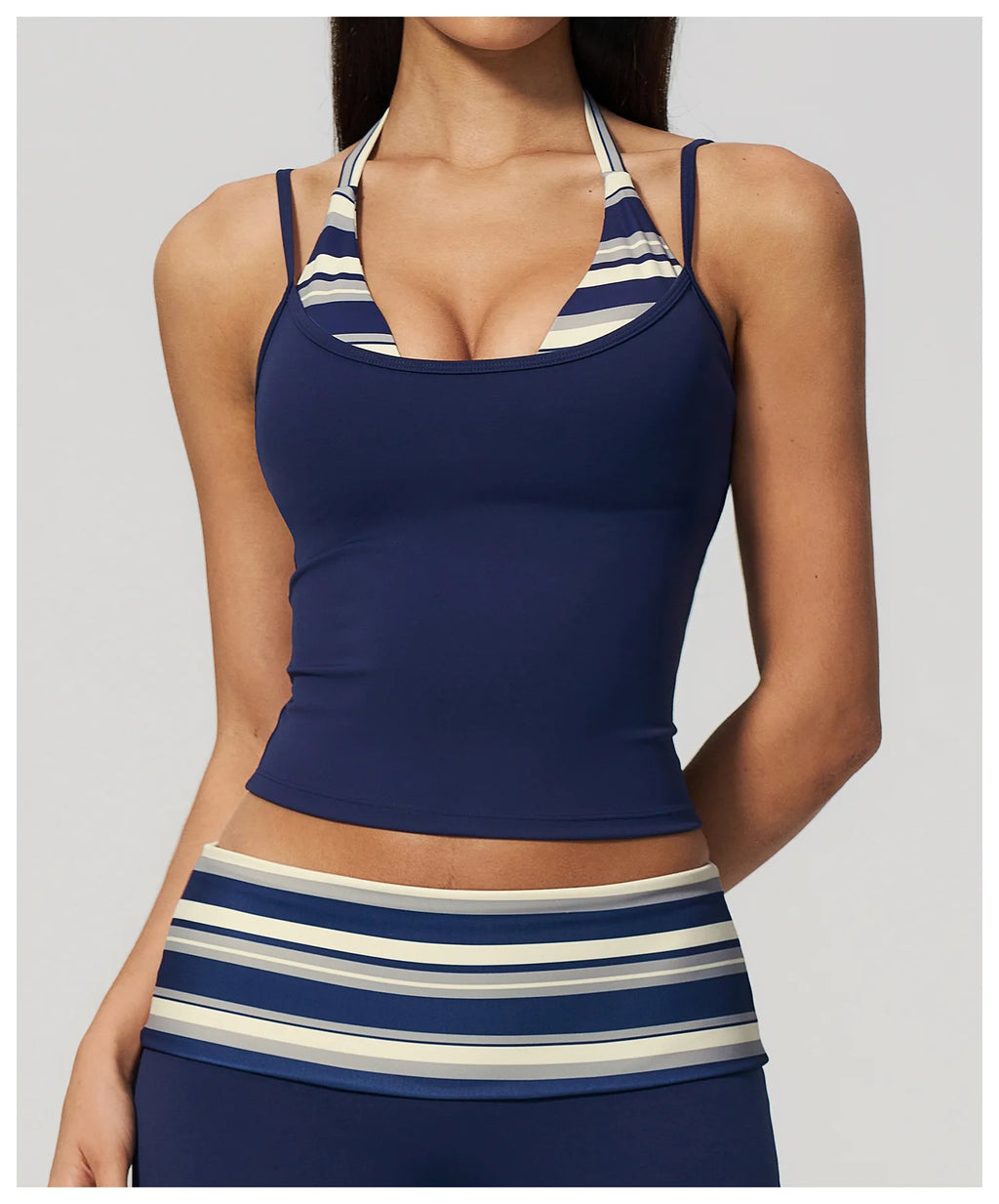 Polka Dot Yoga Tank Top Shockproof Striped Fitness Bra Gym Workout Vest Breathable Sport Top Halter Beautiful Back Sport Vest