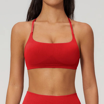 Summer Seamless Yoga Bra Women Fitness Workout Top Cross Back Strap Sports Underwear Female Breathable Running Cycling Gym Top