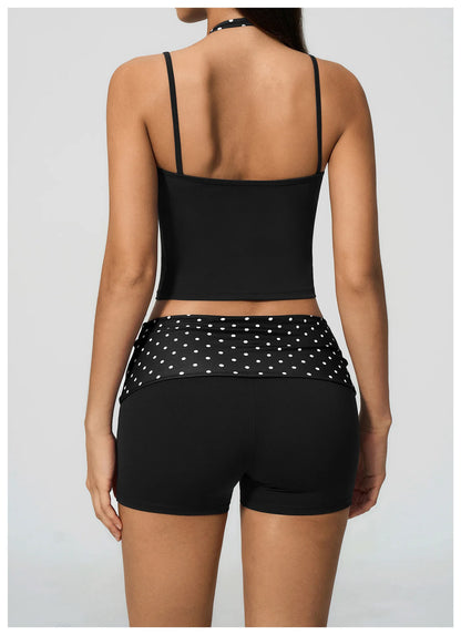 Polka Dot Yoga Tank Top Shockproof Striped Fitness Bra Gym Workout Vest Breathable Sport Top Halter Beautiful Back Sport Vest