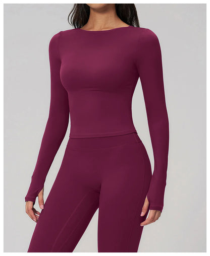 Women Yoga T-shirts Fitness Sports Long Sleeve Running High Elastic Workout Shirts Gym Sports Shirts Female Crop Top Yoga Tops