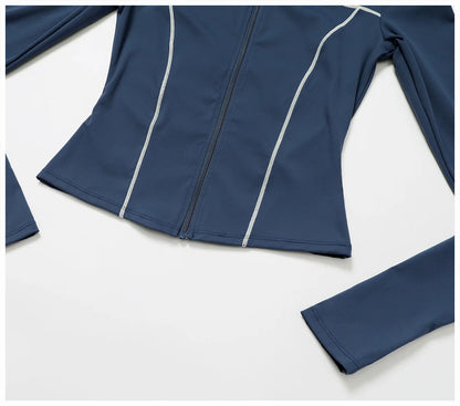 Women Zip Fitness Clothes Long Sleeve Sports Jacket Stand-up Collar Yoga Shirt Quick Dry Gym Top Outdoors Sunscreen Running Coat