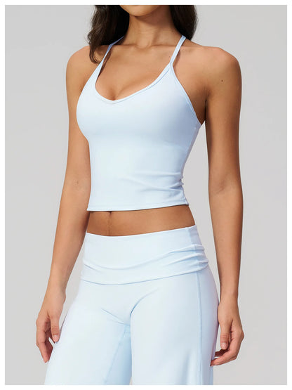 Summer Yoga Vest Women Workout Top Quick-Dry Crop Top Shockproof Gym Vest Female Running Tight Top Beautiful back Sports Tops