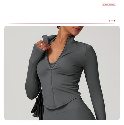 New Zipper Sports Top Women Gym Long Sleeve for Fitness Seamless Coat  Clothing Running Workout Tights Gym Tops Yoga Shirts