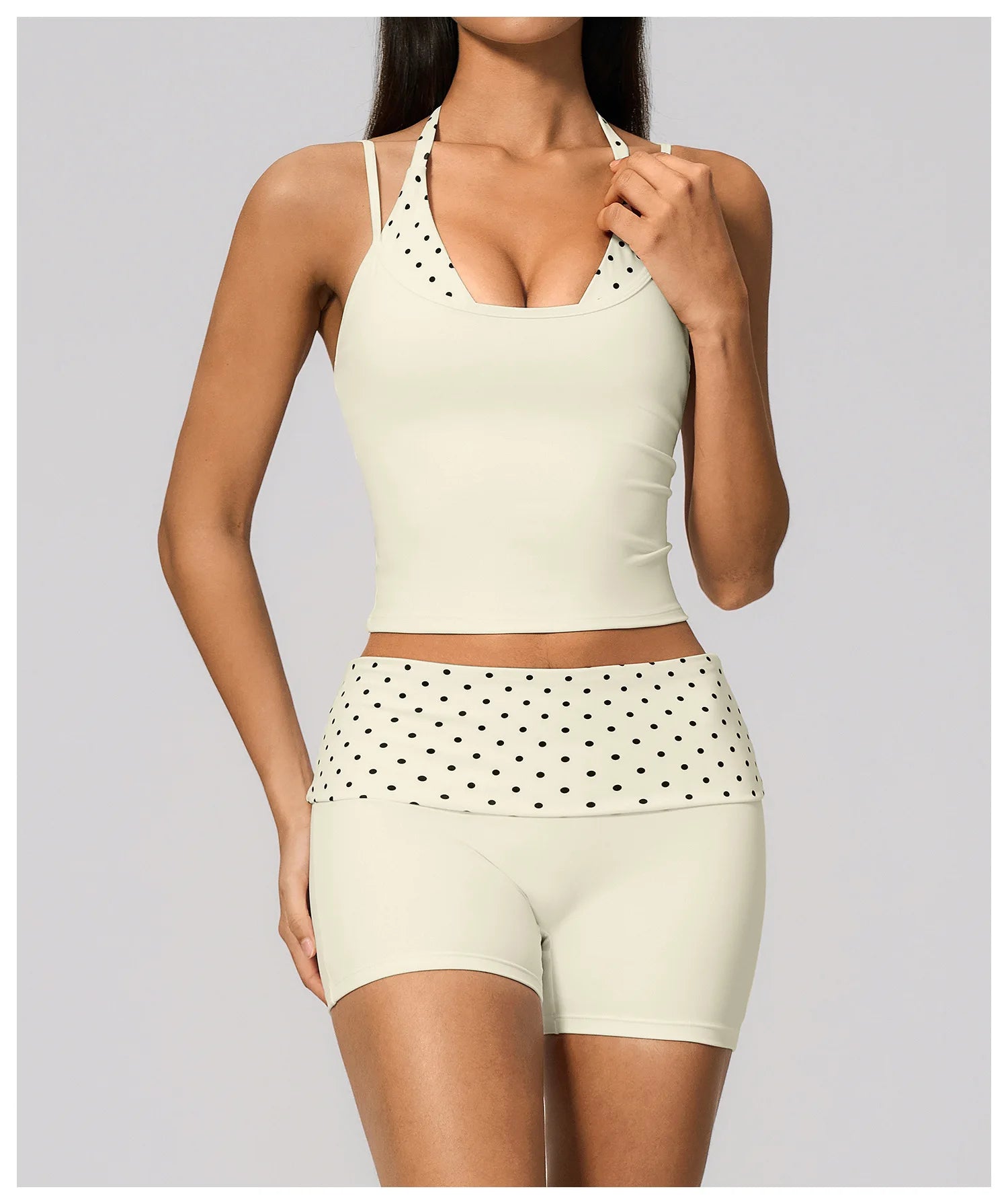Polka Dot Yoga Tank Top Shockproof Striped Fitness Bra Gym Workout Vest Breathable Sport Top Halter Beautiful Back Sport Vest