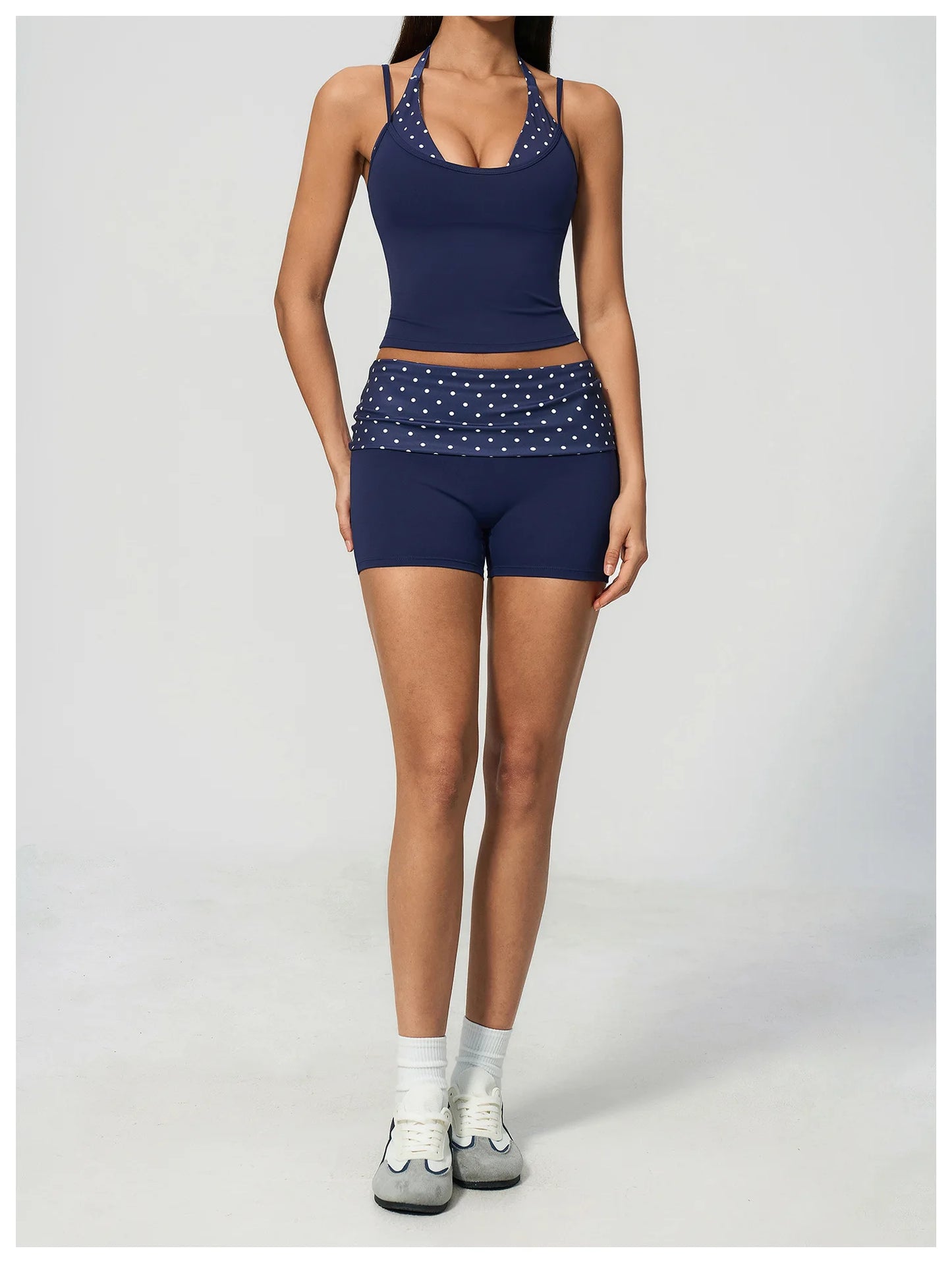 Polka Dot Yoga Tank Top Shockproof Striped Fitness Bra Gym Workout Vest Breathable Sport Top Halter Beautiful Back Sport Vest