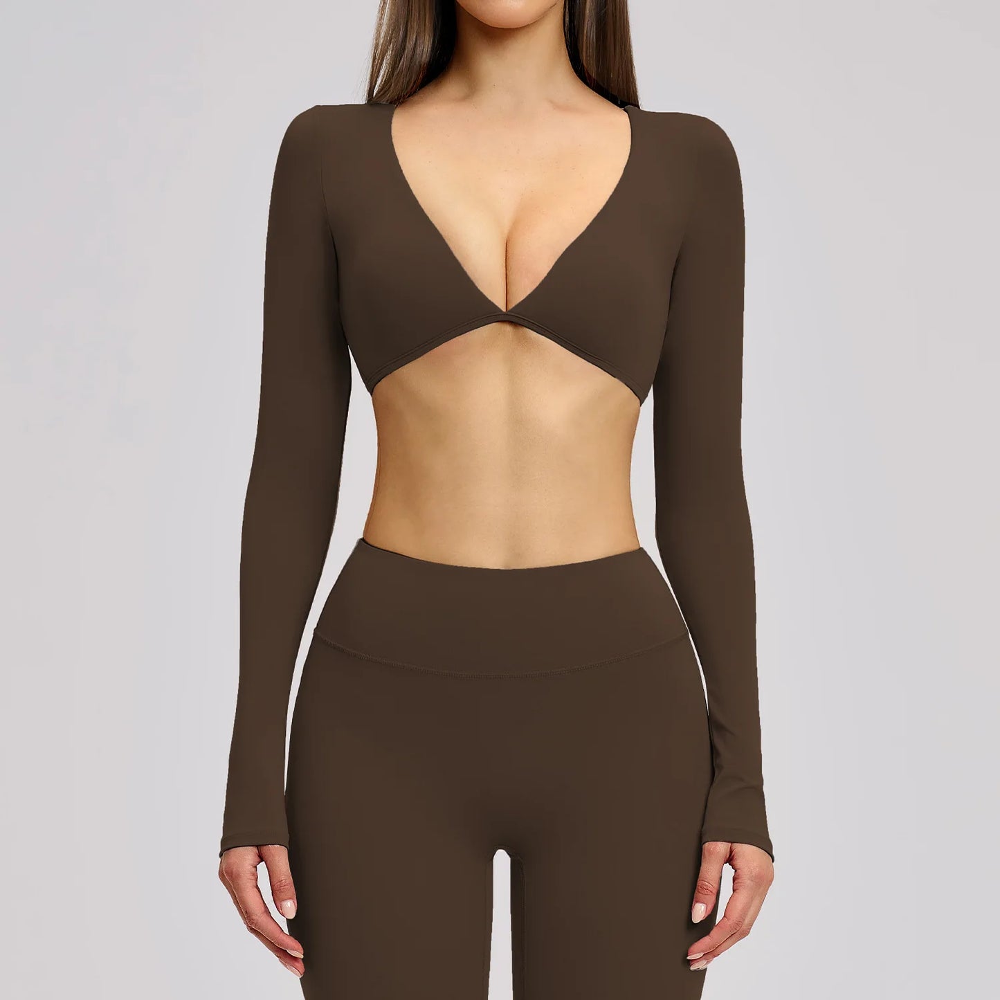 Women's Crop Tops Yoga T-shirts Solid Sports Top Long Sleeve Quick Dry Fitness Gym Sport Wear Running Shirts Sexy Exposed Navel