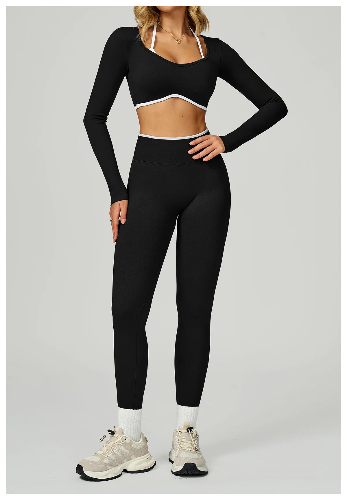 Seamless Yoga Shirts For Women Ribbed Long Sleeve Gym Clothes Fitness Running Workout Dry Fit Breathable High Elastic Sports Top