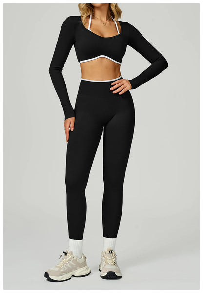 Seamless Yoga Shirts For Women Ribbed Long Sleeve Gym Clothes Fitness Running Workout Dry Fit Breathable High Elastic Sports Top