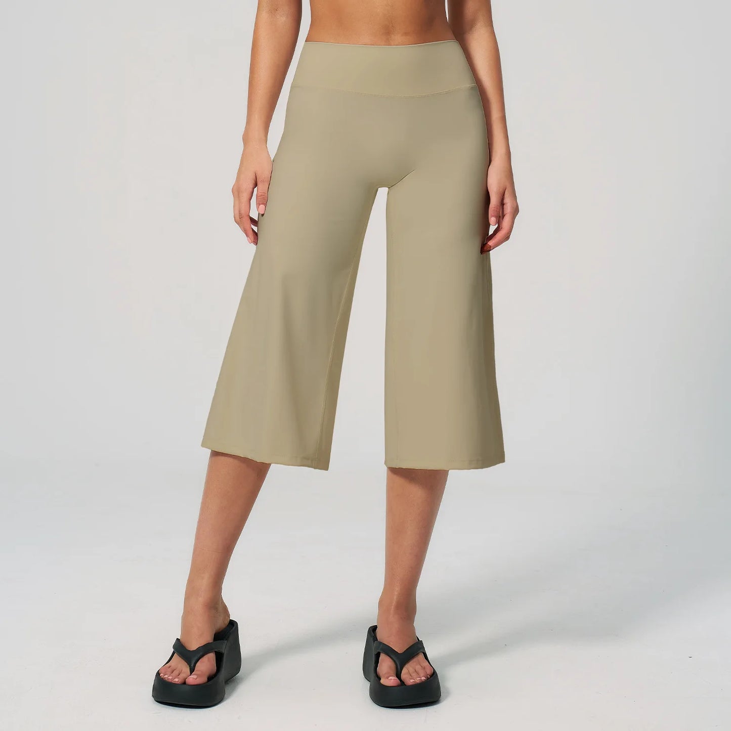 Summer Sports Pants Women Capri Pants Wide Leg Yoga Cropped High Waist Workout Seven Pant Female Running Legging Fitness Shorts