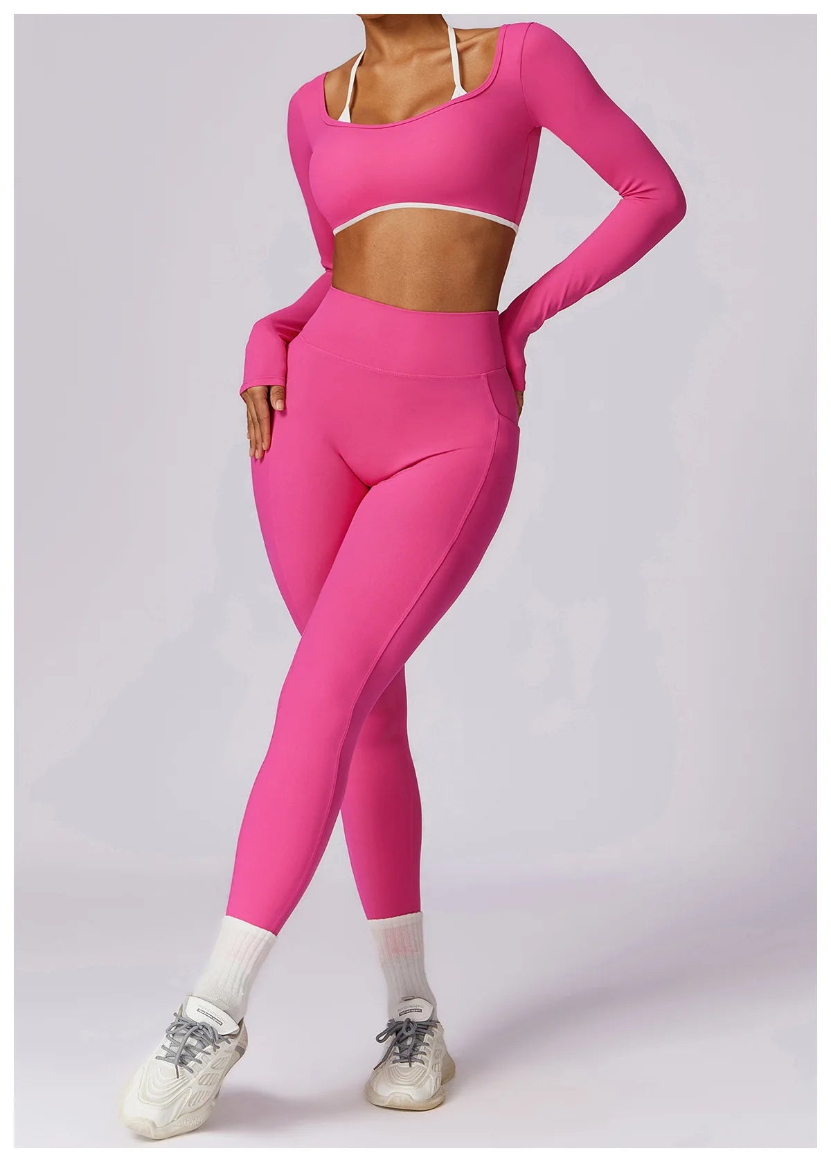 Women's Solid Sport Shirts High Elastic Gym Yoga Top Breathable Long Sleeve Yoga Top Slim Fitness Sports Dry Sportswear Yoga Top