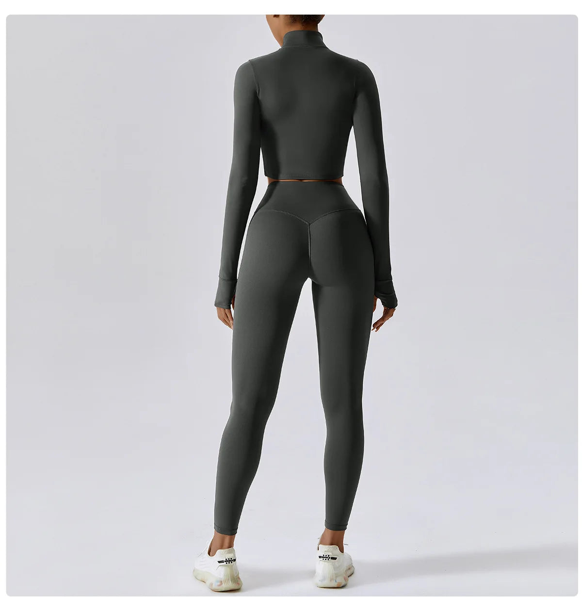 Zipper Cardigan Stand Up Collar Jacket Outdoor Sports Long Sleeved Women Slim Yoga Clothes Quick Dry Running Fitness Jacket Top