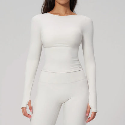 Women Yoga T-shirts Fitness Sports Long Sleeve Running High Elastic Workout Shirts Gym Sports Shirts Female Crop Top Yoga Tops